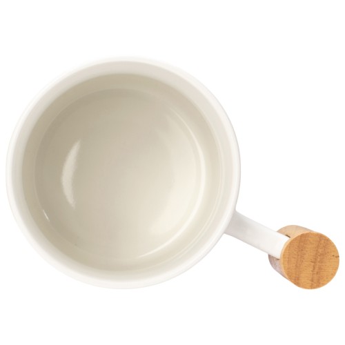 Кружка с ручкой и крышкой из каучукового дерева Jeny, белый