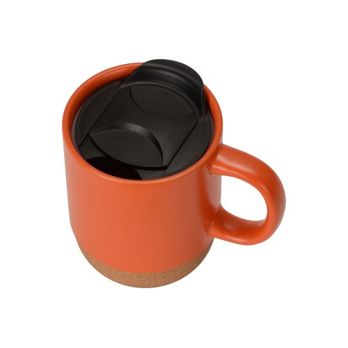 Кружка Denpasar с пробковым дном и крышкой, цветная с двух сторон, оранжевый (Р)