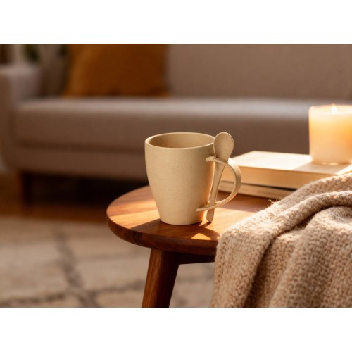 Пшеничная кружка Nina с ложкой, 300ml, бежевый