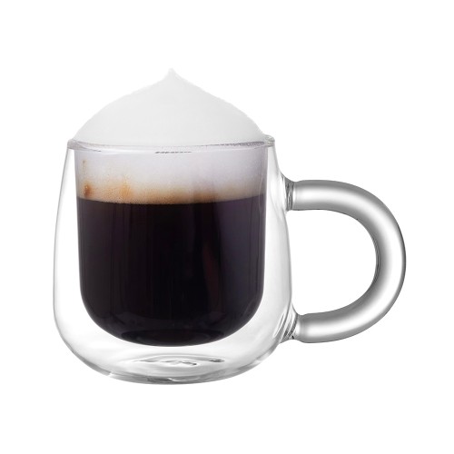 Кружка с двойными стенками с широкой ручкой и градиентным покрытием "Fog", бирюзовый