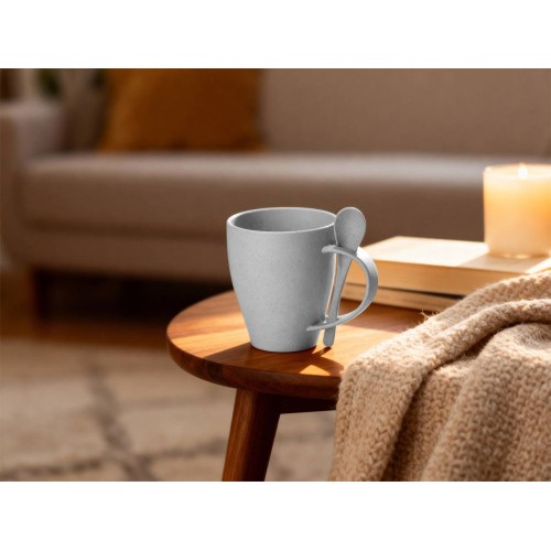 Пшеничная кружка Nina с ложкой, 300ml, серый Cool grey 7C