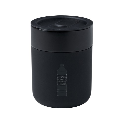 Java керамическая кружка емкостью 330 мл с силиконовой оберткой и пластиковой крышкой - сплошной черный