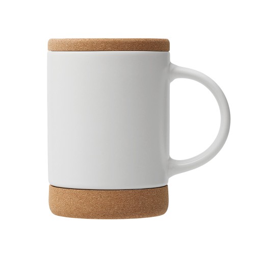Кружка 450 мл с пробковым дном с крышкой "Корк & Бон", белый
