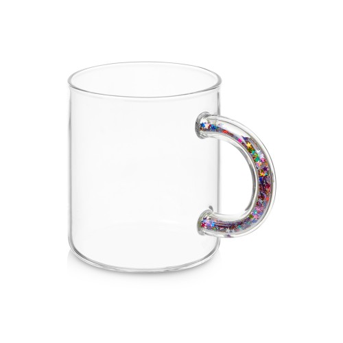 Стеклянная кружка с блестками в ручке "Feria"