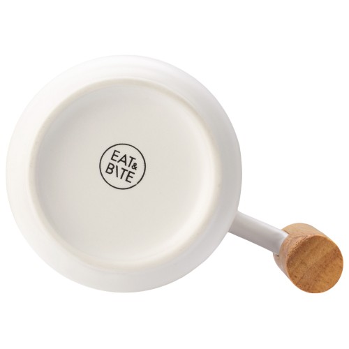 Кружка с ручкой и крышкой из каучукового дерева Jeny, белый