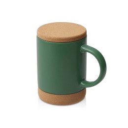 Кружка 450 мл с пробковым дном с крышкой "Корк & Бон", глубокий зеленый