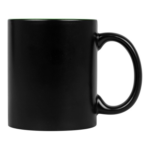 Кружка с покрытием для гравировки «Subcolor BLK», черный/зеленое яблоко