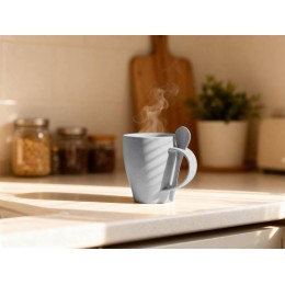 Пшеничная кружка Nina с ложкой, 300ml, серый Cool grey 7C