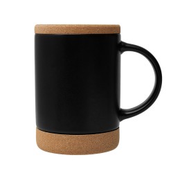 Кружка 450 мл с пробковым дном с крышкой "Корк & Бон", черный