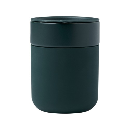 Java керамическая кружка емкостью 330 мл с силиконовой оберткой и пластиковой крышкой - Зеленый