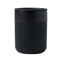 Java керамическая кружка емкостью 330 мл с силиконовой оберткой и пластиковой крышкой - сплошной черный