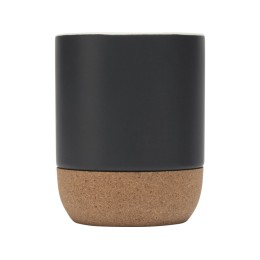 Billie керамическая кружка объемом 300 мл с пробковыми деталями и матовой отделкой, сплошной черный