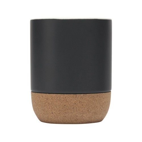 Billie керамическая кружка объемом 300 мл с пробковыми деталями и матовой отделкой, сплошной черный