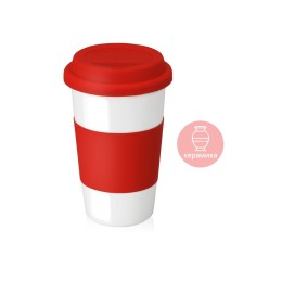Кружка с силиконовой крышкой и манжетой «Нью-Йорк» 300мл, красный