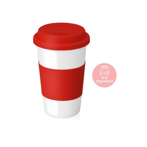 Кружка с силиконовой крышкой и манжетой «Нью-Йорк» 300мл, красный