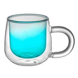 Кружка с двойными стенками с широкой ручкой и градиентным покрытием "Fog", бирюзовый