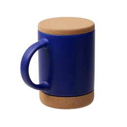 Кружка 450 мл с пробковым дном с крышкой "Корк & Бон", глубокий синий