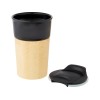 Фарфоровая кружка Pereira с бамбуковой внешней стенкой объемом 320 мл, черный глянцевый