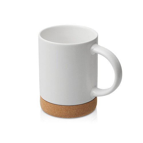 Кружка 450 мл с пробковым дном с крышкой "Корк & Бон", белый