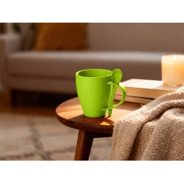 Пшеничная кружка Nina с ложкой, 300ml зеленое яблоко 375C