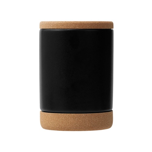 Кружка 450 мл с пробковым дном с крышкой "Корк & Бон", черный