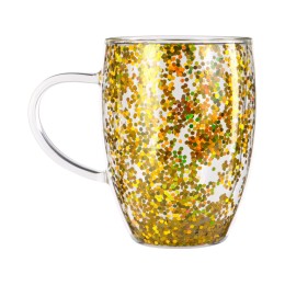 Кружка с двойными стенками с блестками, 360 мл, золотистый