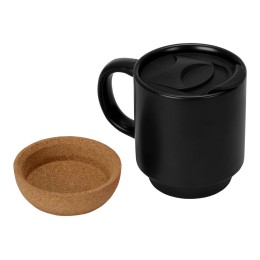 Кружка Denpasar с пробковым дном и крышкой, цветная с двух сторон, черный