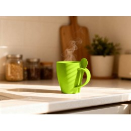 Пшеничная кружка Nina с ложкой, 300ml зеленое яблоко 375C