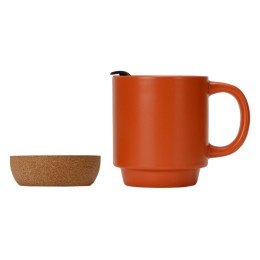 Кружка Denpasar с пробковым дном и крышкой, цветная с двух сторон, оранжевый (Р)