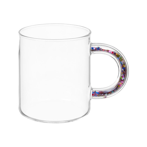 Стеклянная кружка с блестками в ручке "Feria"