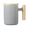 Кружка с ручкой и крышкой из каучукового дерева Jeny, серый