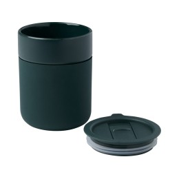 Java керамическая кружка емкостью 330 мл с силиконовой оберткой и пластиковой крышкой - Зеленый