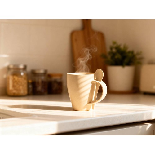 Пшеничная кружка Nina с ложкой, 300ml, бежевый