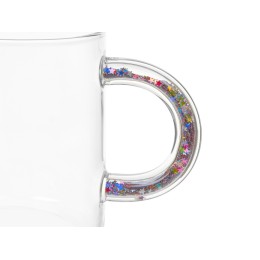 Стеклянная кружка с блестками в ручке "Feria"