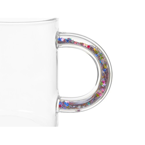 Стеклянная кружка с блестками в ручке "Feria"