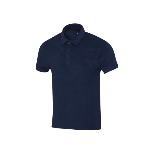 Рубашка поло унисекс "Akoya" из переработанного махрового материала - Темно - синий