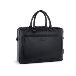 Портфель мужской BUGATTI КЛАРК | CLARK, чёрный, воловья кожа/полиэстер, 40х9,5х29 см, 10 л