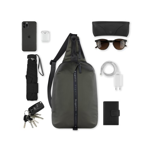 Рюкзак с одним плечевым ремнем BUGATTI БЛАНК | BLANC, оливковый, тарпаулин/полиэстер, 18х9х30 см