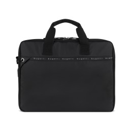 Портфель мужской BUGATTI БЛАНК ОБЛЕГЧЕННАЯ | BLANC DELIGHT, чёрный, нейлон RPET600D/тарпаулин/полиэстер, 40х10х29 см, 10 л