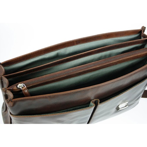 Портфель BUGATTI РОМАНО | ROMANO 15'', коричневый, натуральная воловья кожа, 43х13х32 см