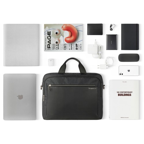 Портфель мужской BUGATTI СЕРА | SERA, антрацитовый, полиэстер, 40х11х34 см, 15 л