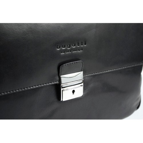 Портфель BUGATTI РОМАНО | ROMANO 15'', чёрный, натуральная воловья кожа, 40х12х30 см