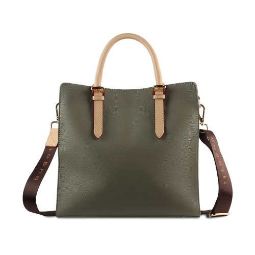 Сумка-портфель женская BUGATTI ЭЛЛА | ELLA, оливковая, полиуретан, 30х11,5х28 см