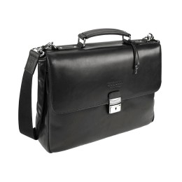 Портфель BUGATTI РОМАНО | ROMANO 15'', чёрный, натуральная воловья кожа, 40х12х30 см