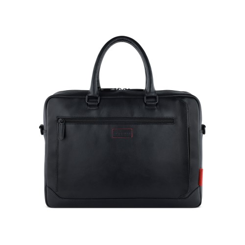 Портфель мужской BUGATTI КЛАРК | CLARK, чёрный, воловья кожа/полиэстер, 40х9,5х29 см, 10 л