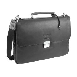 Портфель BUGATTI РОМАНО | ROMANO 15'', чёрный, натуральная воловья кожа, 39х8х30 см
