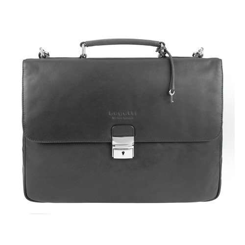 Портфель BUGATTI РОМАНО | ROMANO 15'', чёрный, натуральная воловья кожа, 39х8х30 см