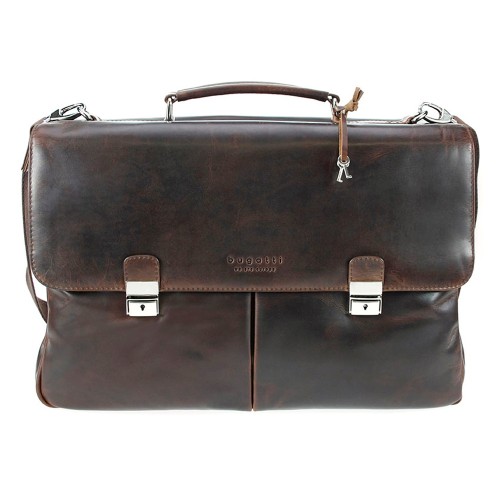 Портфель BUGATTI РОМАНО | ROMANO 15'', коричневый, натуральная воловья кожа, 43х13х32 см