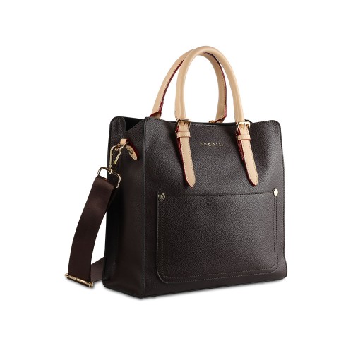 Сумка-портфель женская BUGATTI ЭЛЛА | ELLA, тёмно-коричневая, полиуретан, 30х11,5х28 см