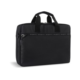 Портфель мужской BUGATTI БЛАНК ОБЛЕГЧЕННАЯ | BLANC DELIGHT, чёрный, нейлон RPET600D/тарпаулин/полиэстер, 40х10х29 см, 10 л